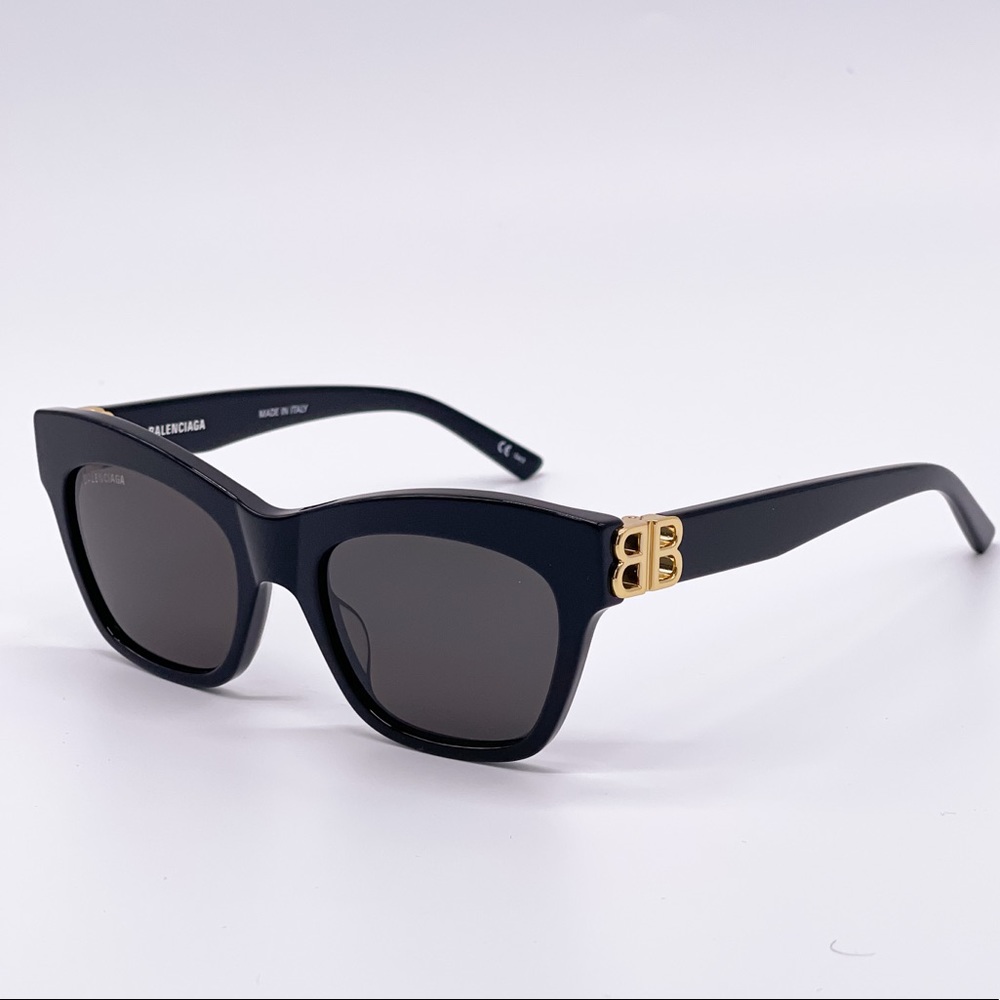 NEW BALENCIAGA BB0132S 001 BLACK CAT EYE SUNGLASSES - Picture 1 of 12